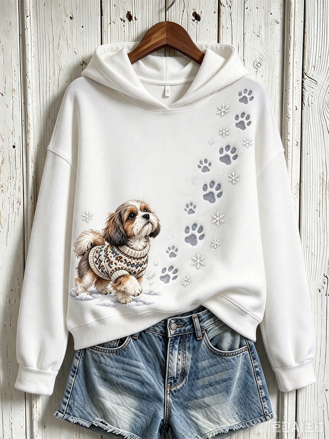 Women's Shih Tzu Pattern Cusal Hoodie