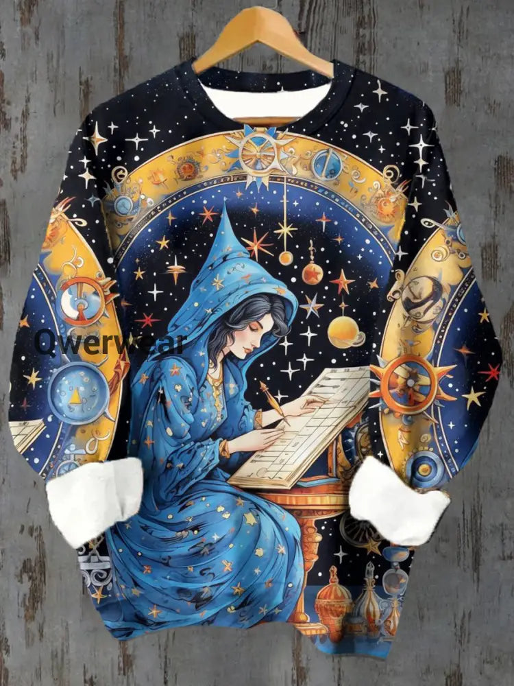 Unisex Tarot Card Divination Drawing Pattern Casual Crew Neck Long Sleeve Sweatshirt S