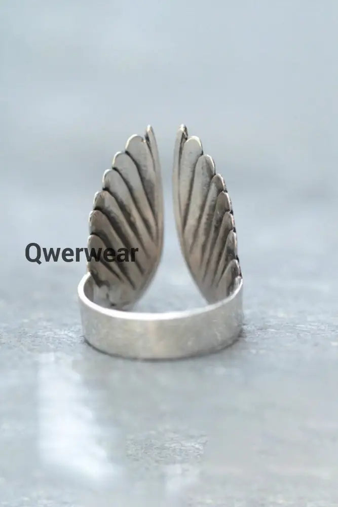 Vintage Angel Wings Open Finger Ring Black-Silver