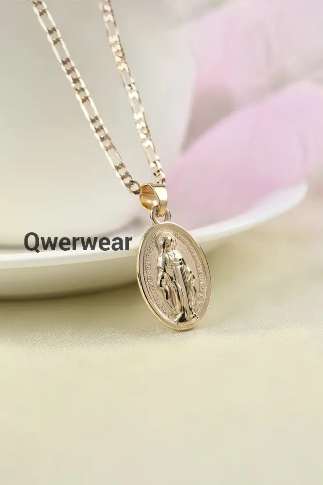 Vintage Virgin Mary Pendant Necklace