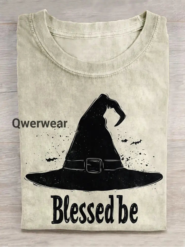 Witch Art Print Unisex Round Neck Short Sleeve Casual T-Shirt Beige / S