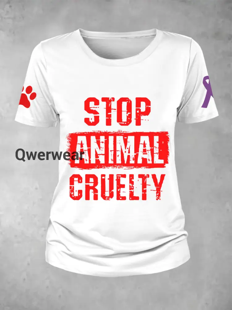 Women’s stop animal cruelty T-shirt White / S