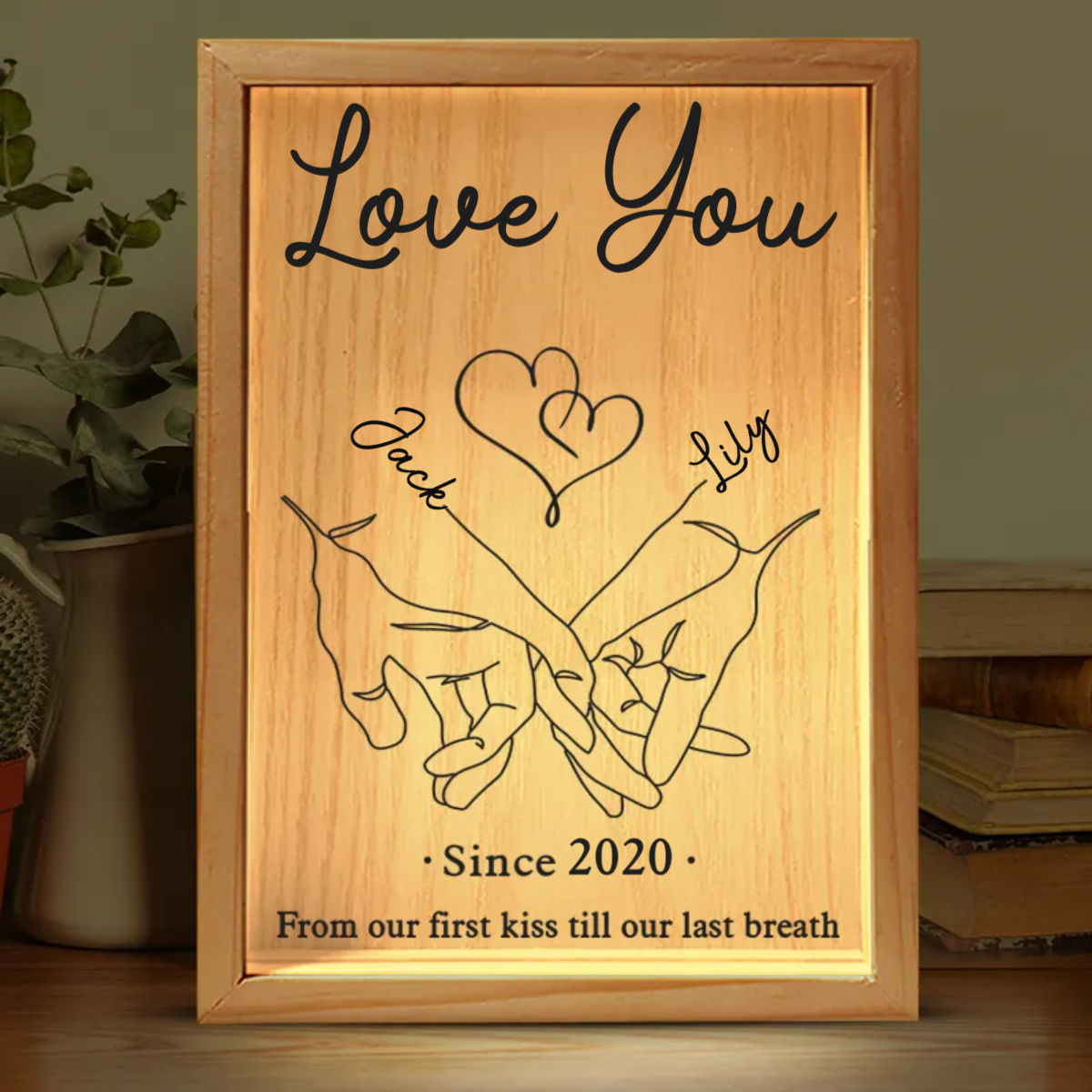 Customized Quote - Custom Couple Frame Light Box, Personalized Anniversary Gift for Husband and Wife