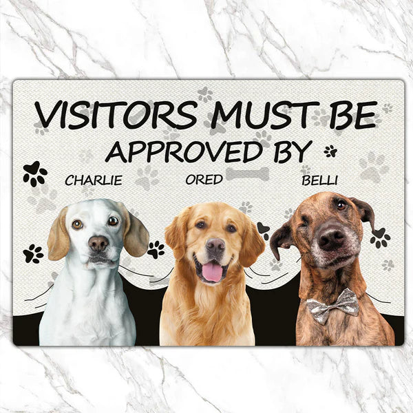 Visitors Must Be Approved By This Dog – Custom Personalized Photo Doormat for Dog Lovers