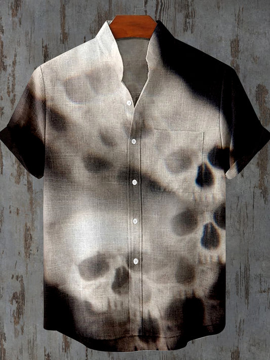 Vintage Skull Art Print Casual Shirt