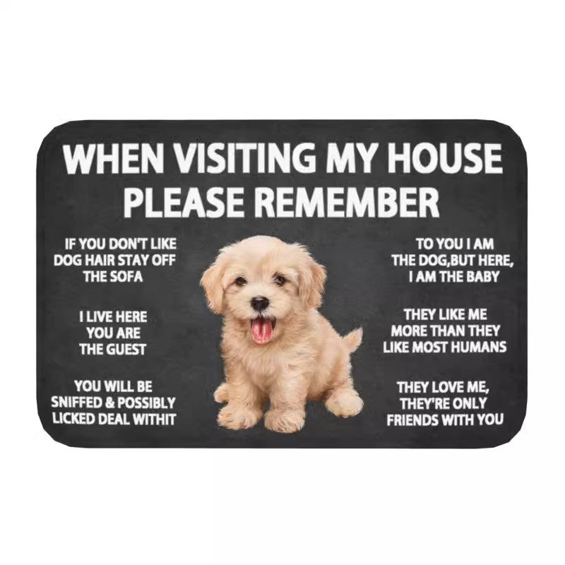 Fun Puppy Crystal Velvet Decorative Doormat - Non-Slip Entrance Mat for Hallway & Doorway