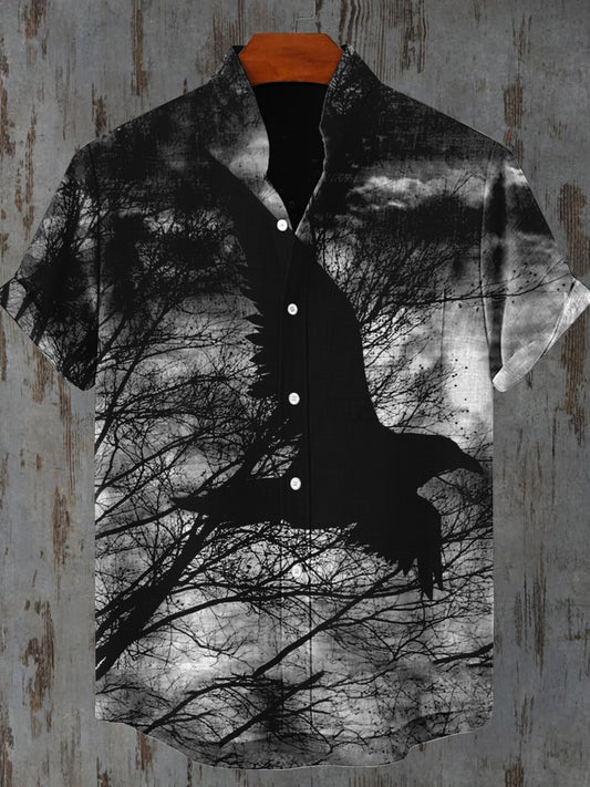 Moonlit Crow Art Print Casual Shirt