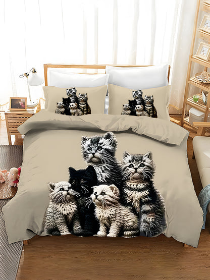 3-Piece Quilted Bedding Sets Cats and Kittens