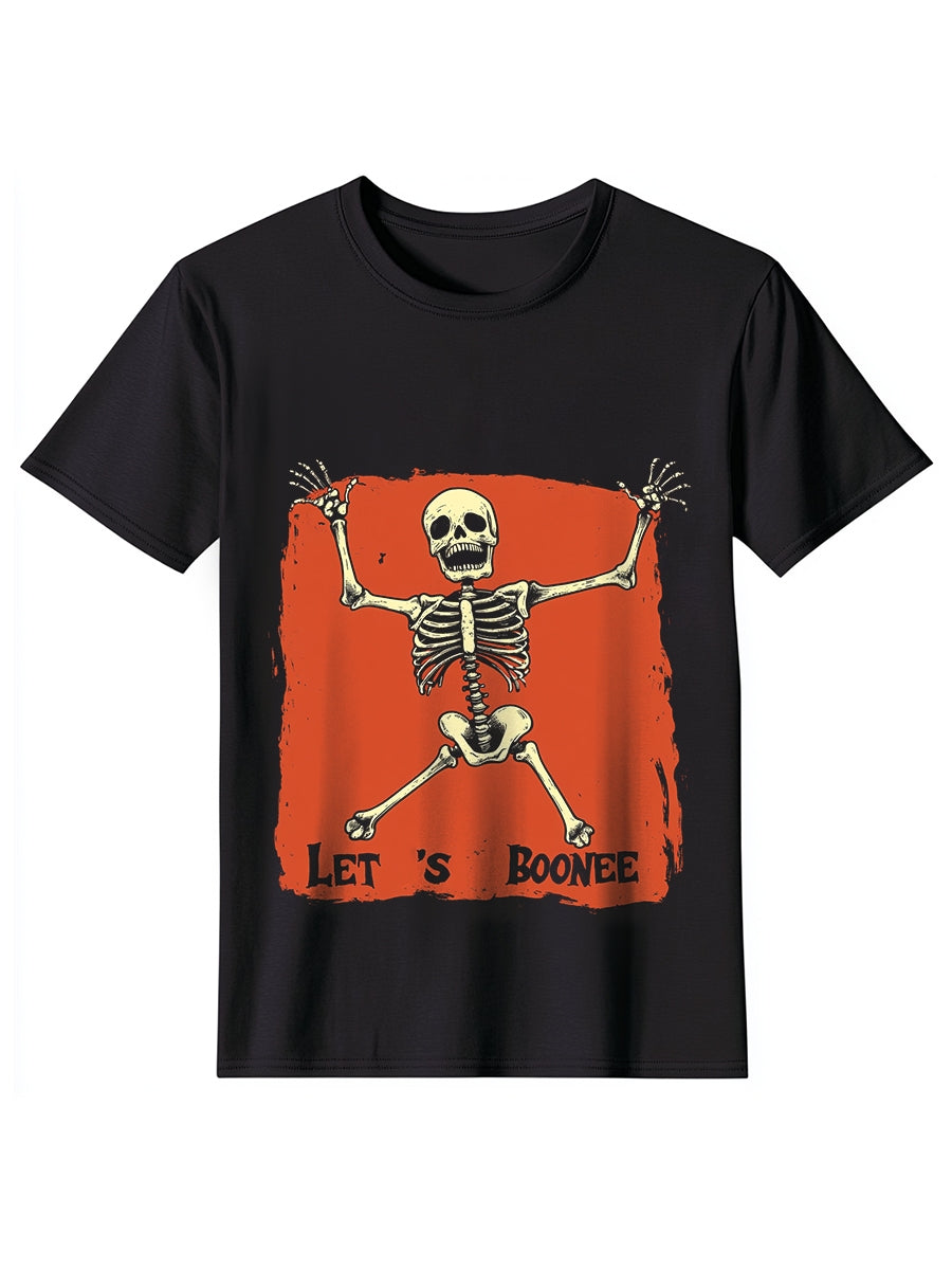 Let's Bone Skull Print Casual T-Shirt