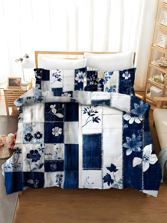 3-Piece Quilted Bedding Sets Elegant Floral Print