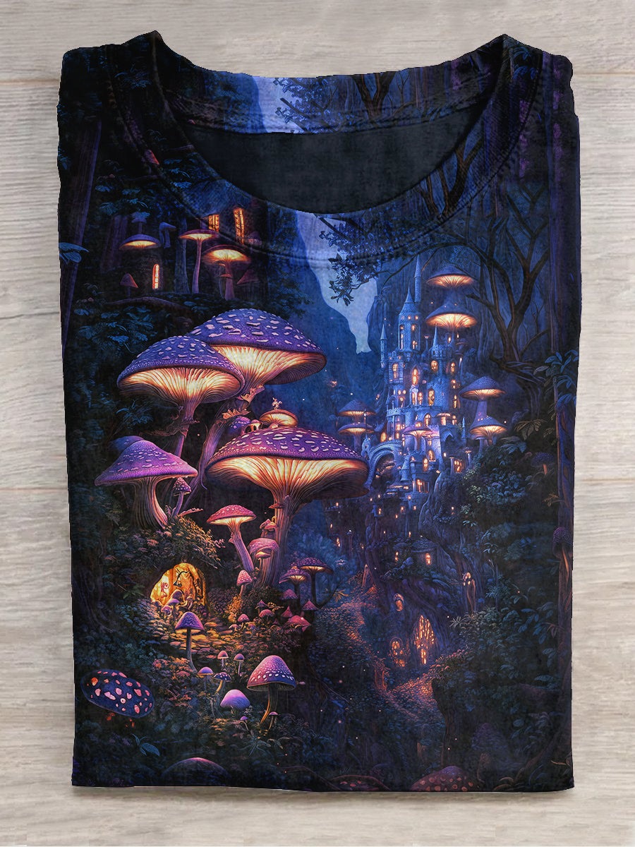 Mushroom Jungle Art Print Casual T-Shirt