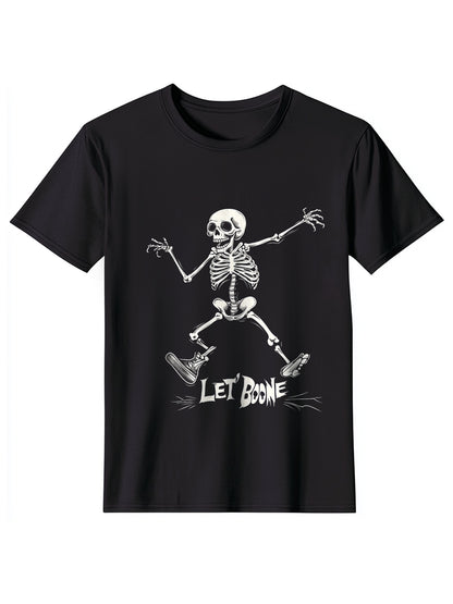 Let's Bone Skull Print Casual T-Shirt