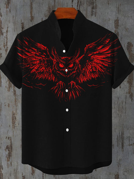 Scary Owl Art Print Casual Shirt