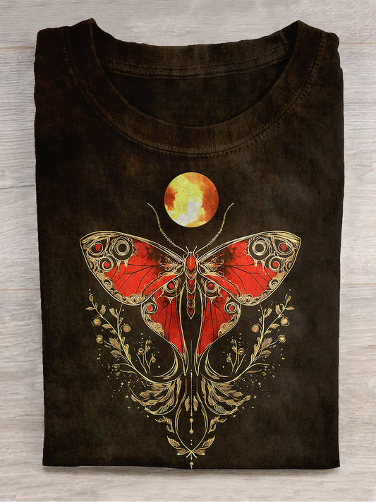 Butterfly Moon Art Print Casual T-Shirt