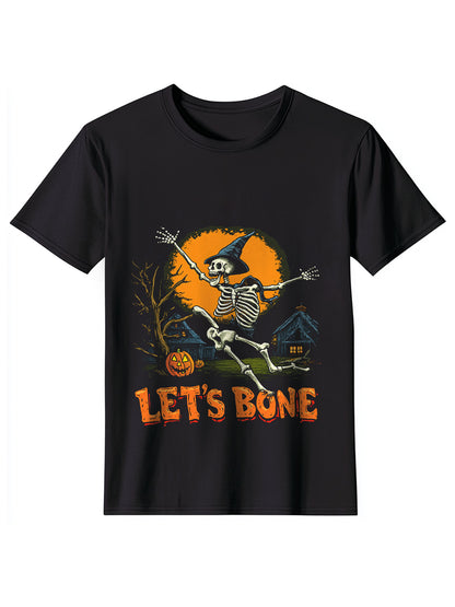 Let's Bone Skull Print Casual T-Shirt