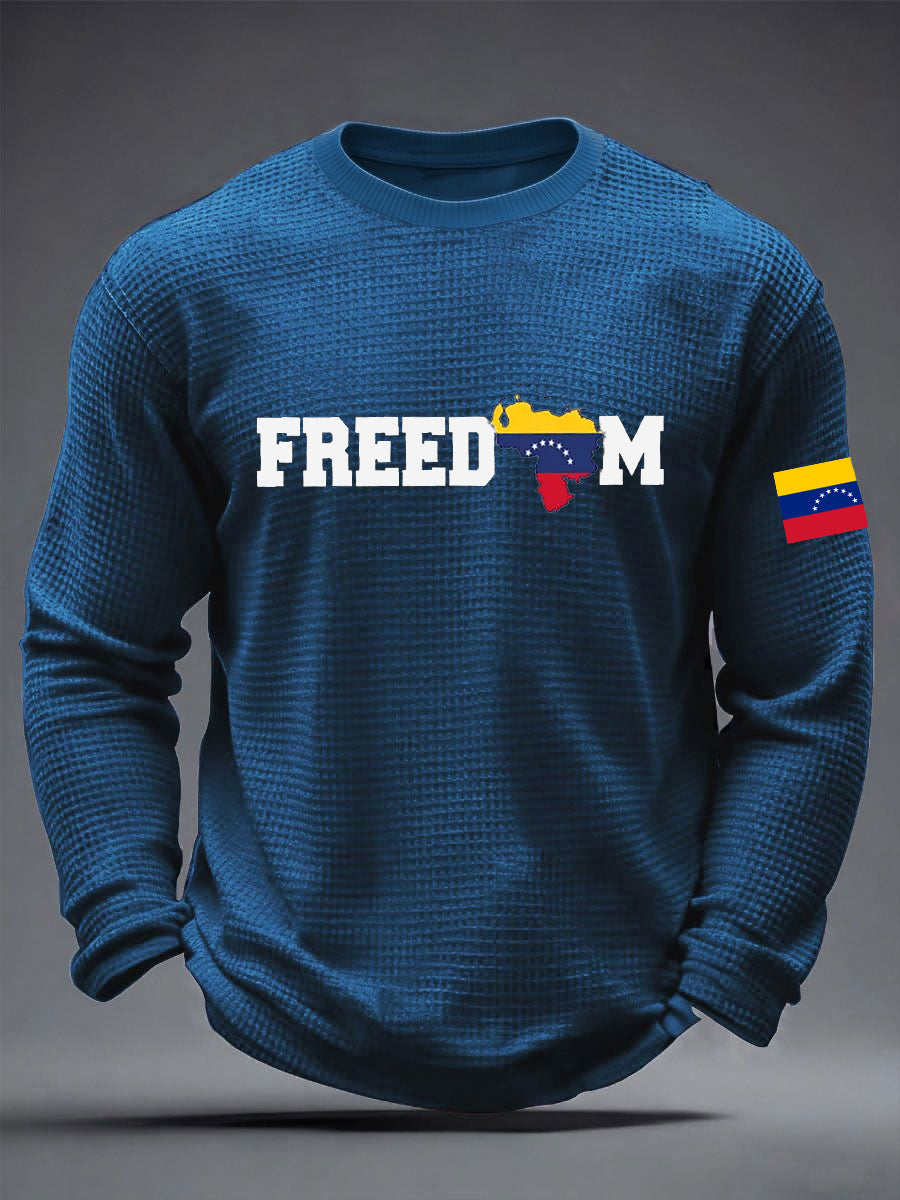 Men's Freedom Venezuela  Waffle Long Sleeve T-Shirt