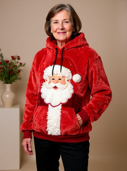 Men's Christmas Santa Claus Art Oversized Drop-Shoulder Hoodie with Pockets