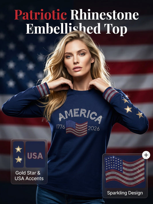 Women's  Retro American Independence Day  Long-Sleeve Top