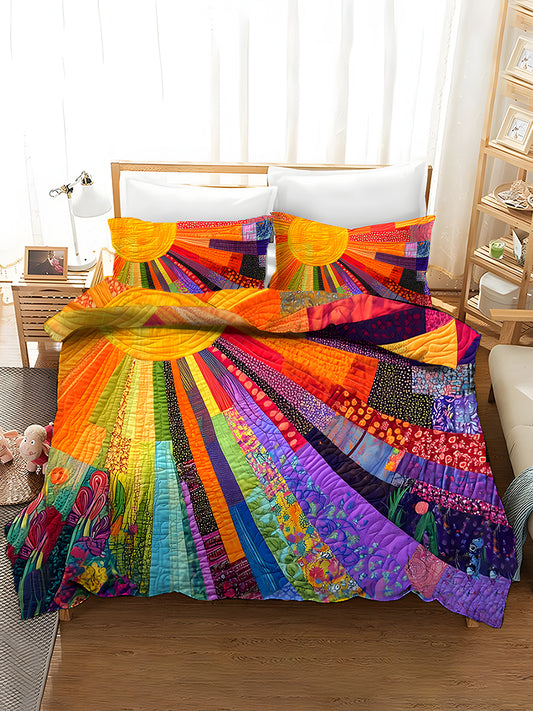 3-Piece Quilted Bedding Sets Colorful Pattern