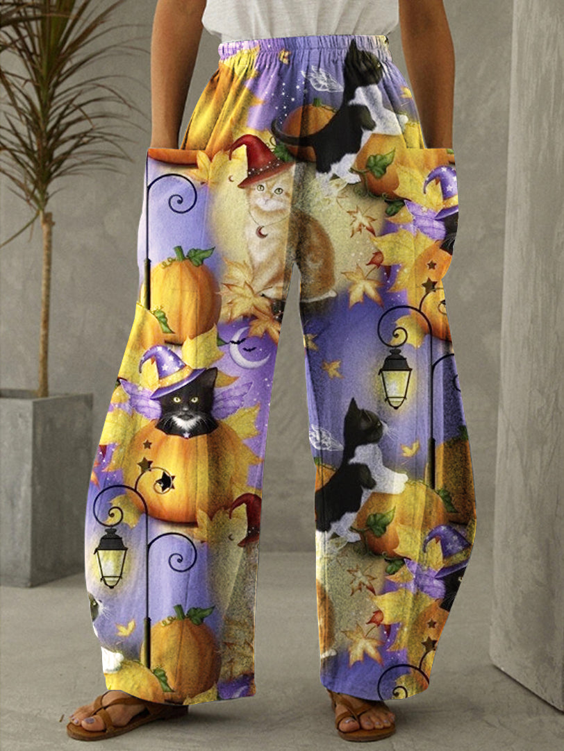 Halloween Print Vintage Pants