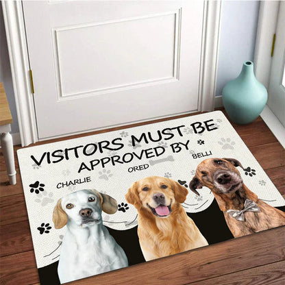 Visitors Must Be Approved By This Dog – Custom Personalized Photo Doormat for Dog Lovers