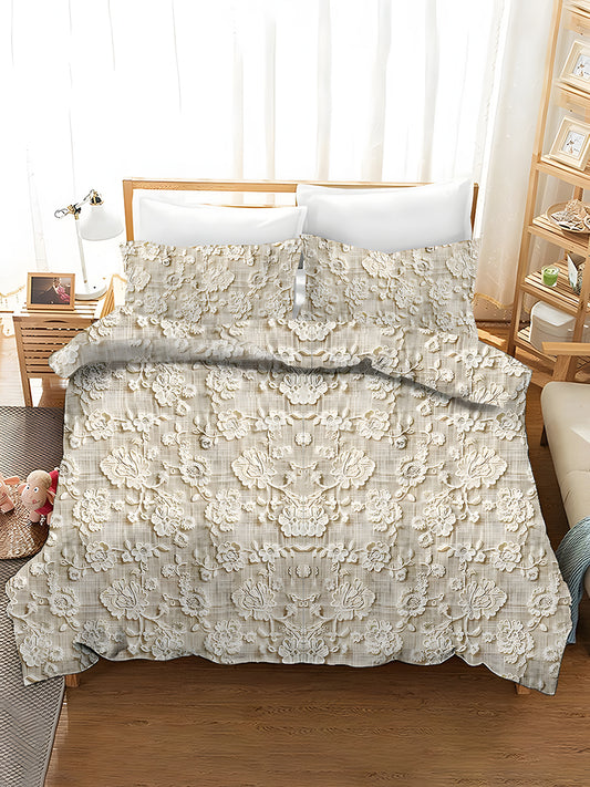 3-Piece Quilted Bedding Sets Flower Print