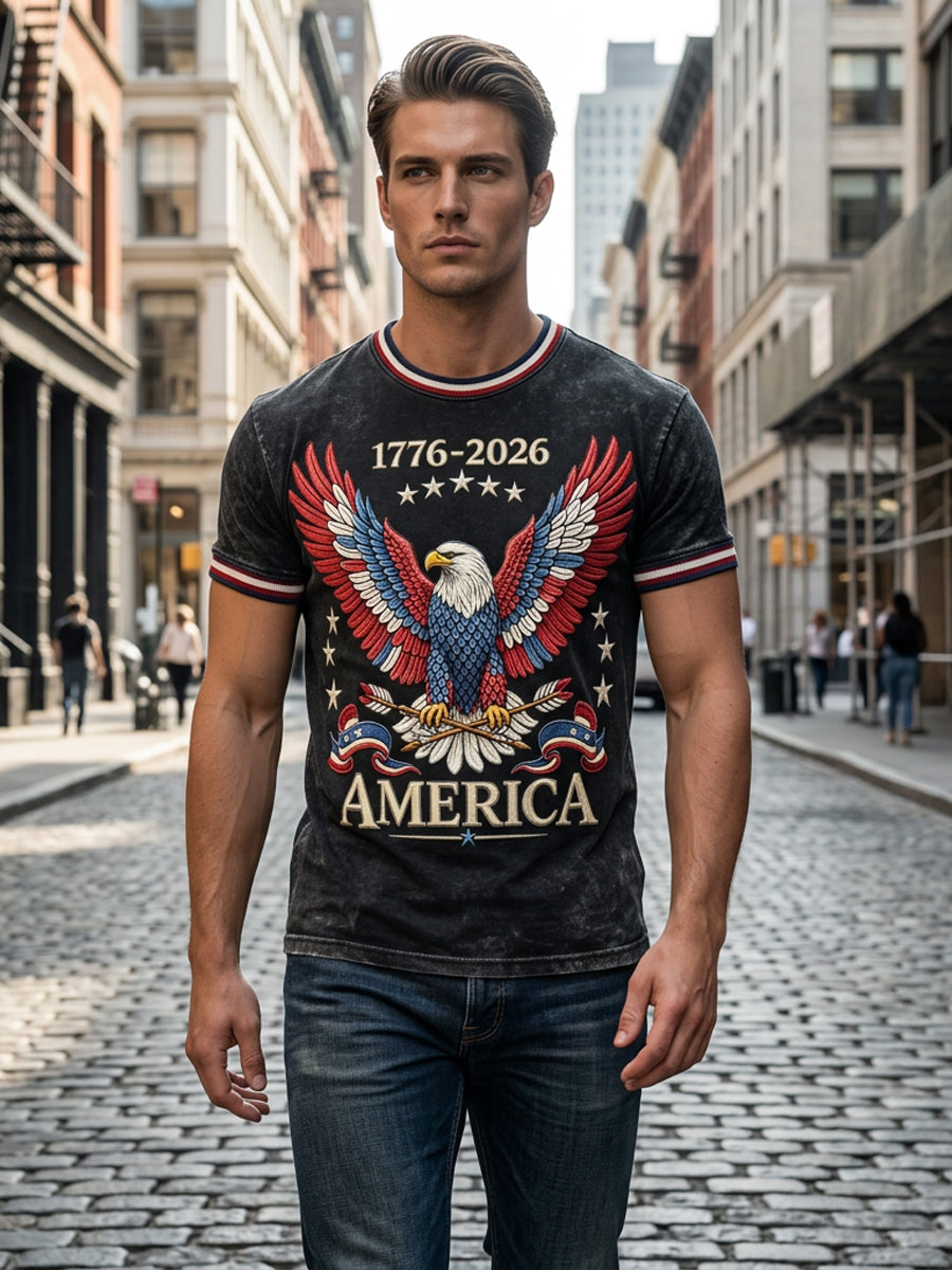 Men's USA 1776-2026 Printed Casual T-Shirt