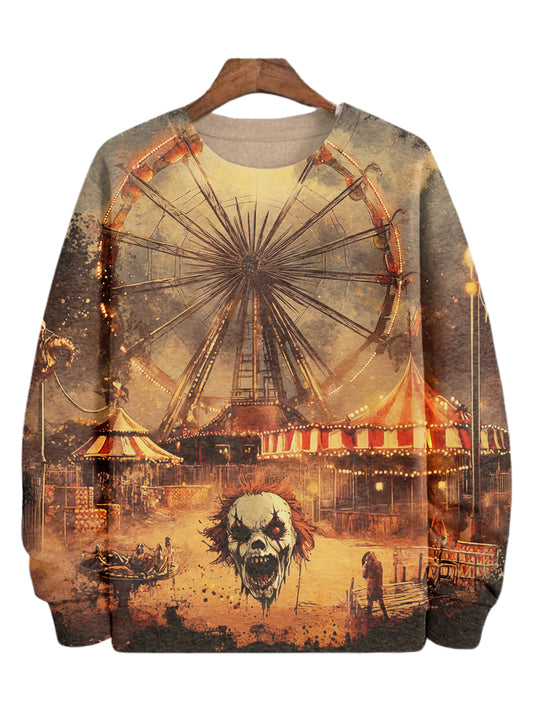 Unique Scary Clown Amusement Park Long Sleeve Sweatshirt