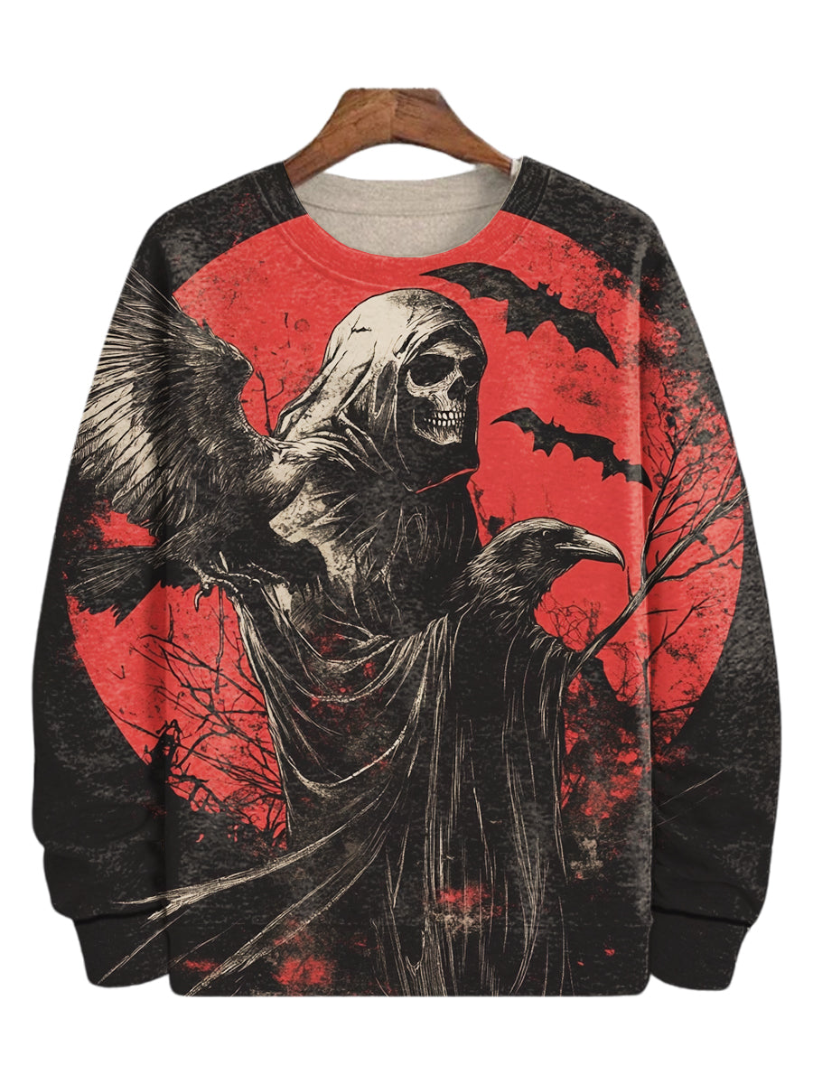 Horror Grim Reaper Raven Long Sleeve Sweatshirt