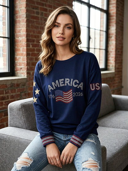 Women's  Retro American Independence Day  Long-Sleeve Top