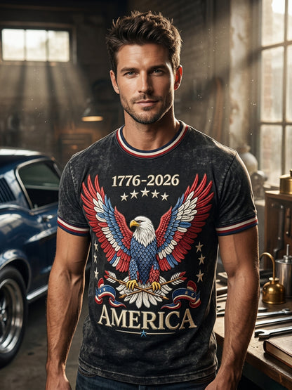 Men's USA 1776-2026 Printed Casual T-Shirt