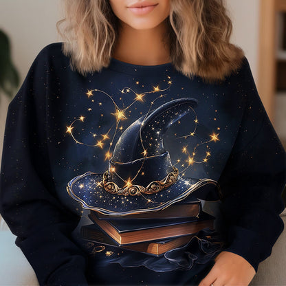 Magic Book Witch Art Print Unisex Crew Neck Long Sleeve Casual Sweatshirt