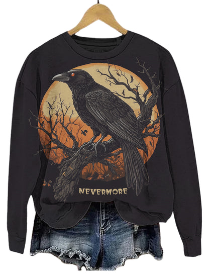 Nevermore Crow Art Print Long Sleeve Sweatshirt