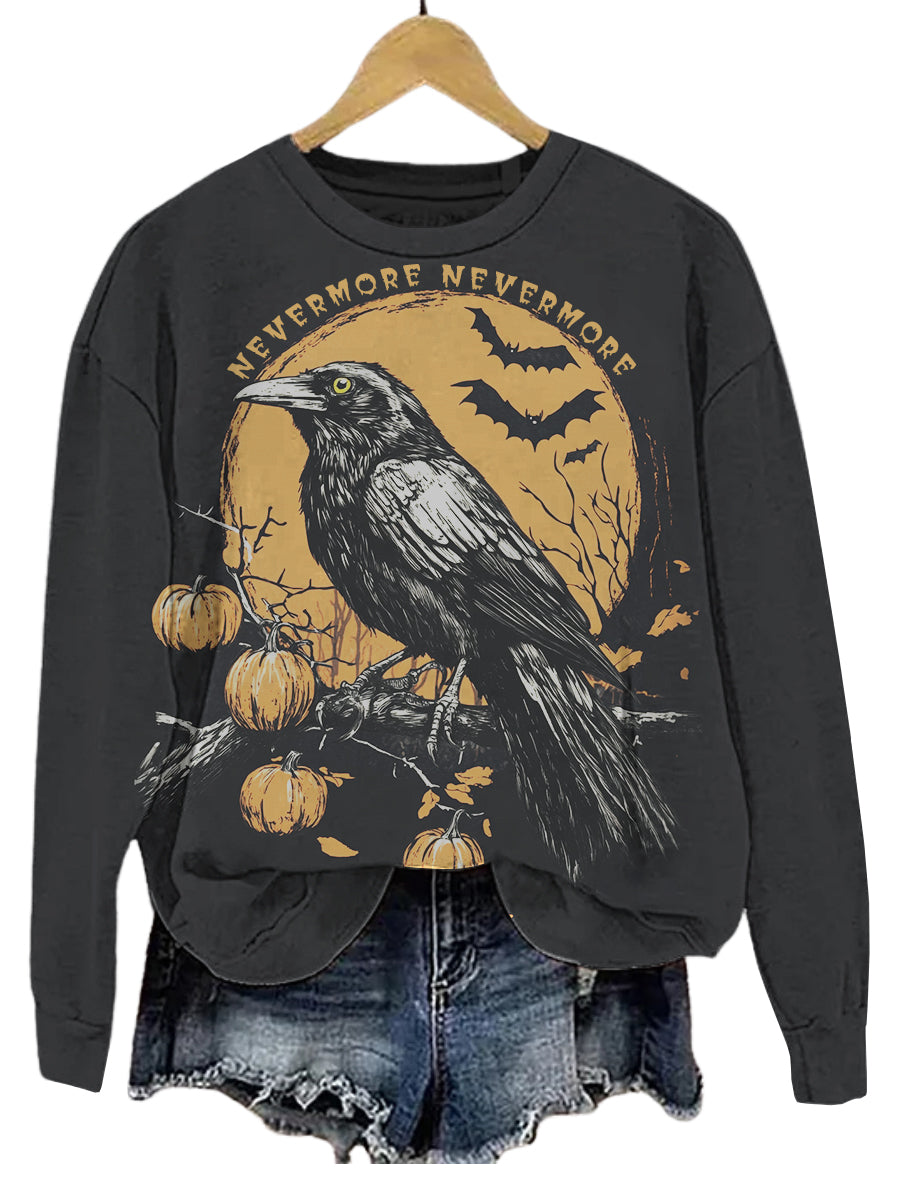 Nevermore Crow Art Print Long Sleeve Sweatshirt