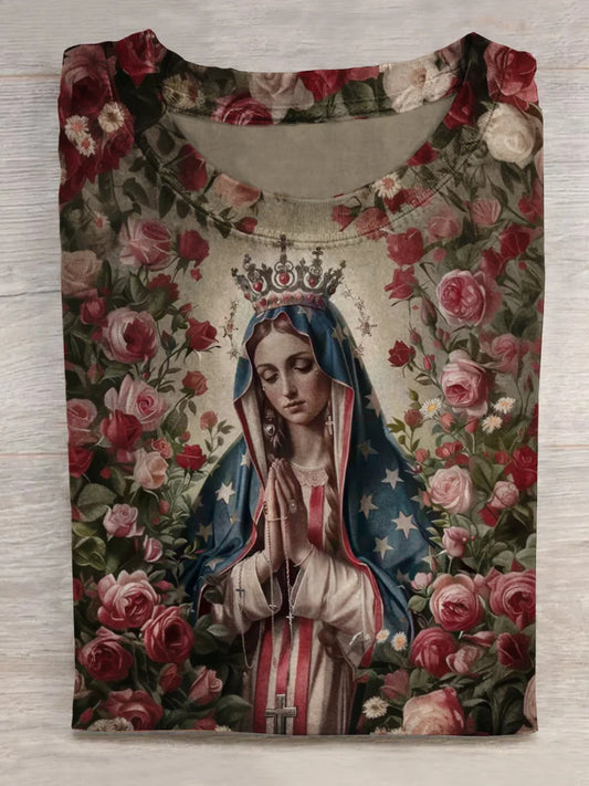 Unisex Independence Day Revival Angel Art Painting Print Casual Short Sleeve T-Shirt