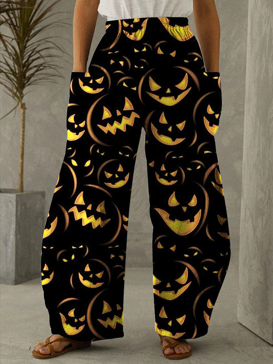 Halloween Print Vintage Pants