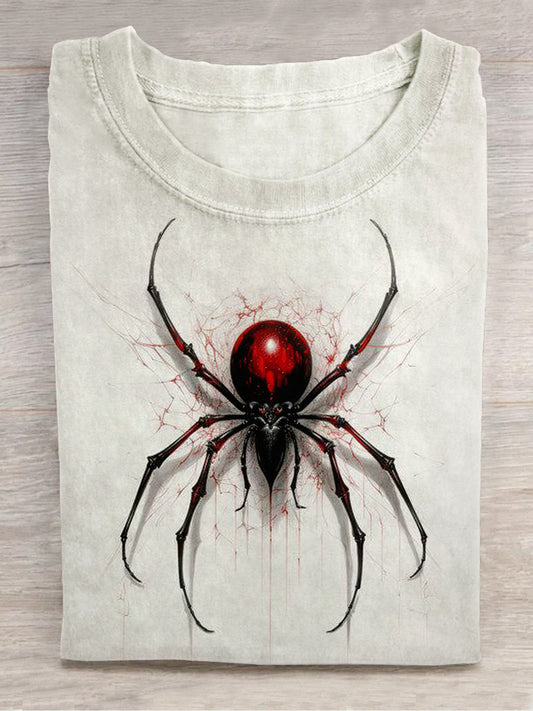 Bloody Spider Art Print Short Sleeve Casual T-Shirt