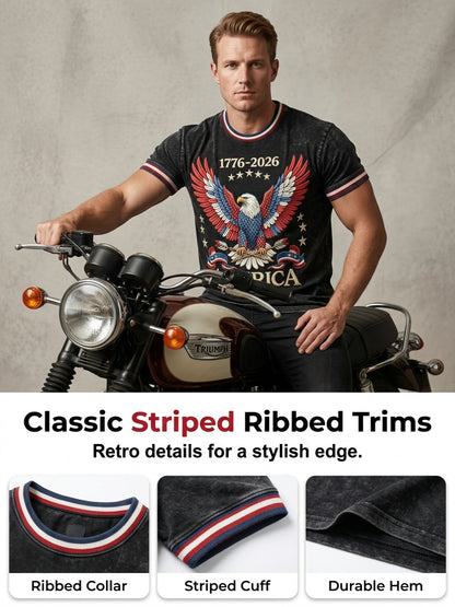 Men's USA 1776-2026 Printed Casual T-Shirt