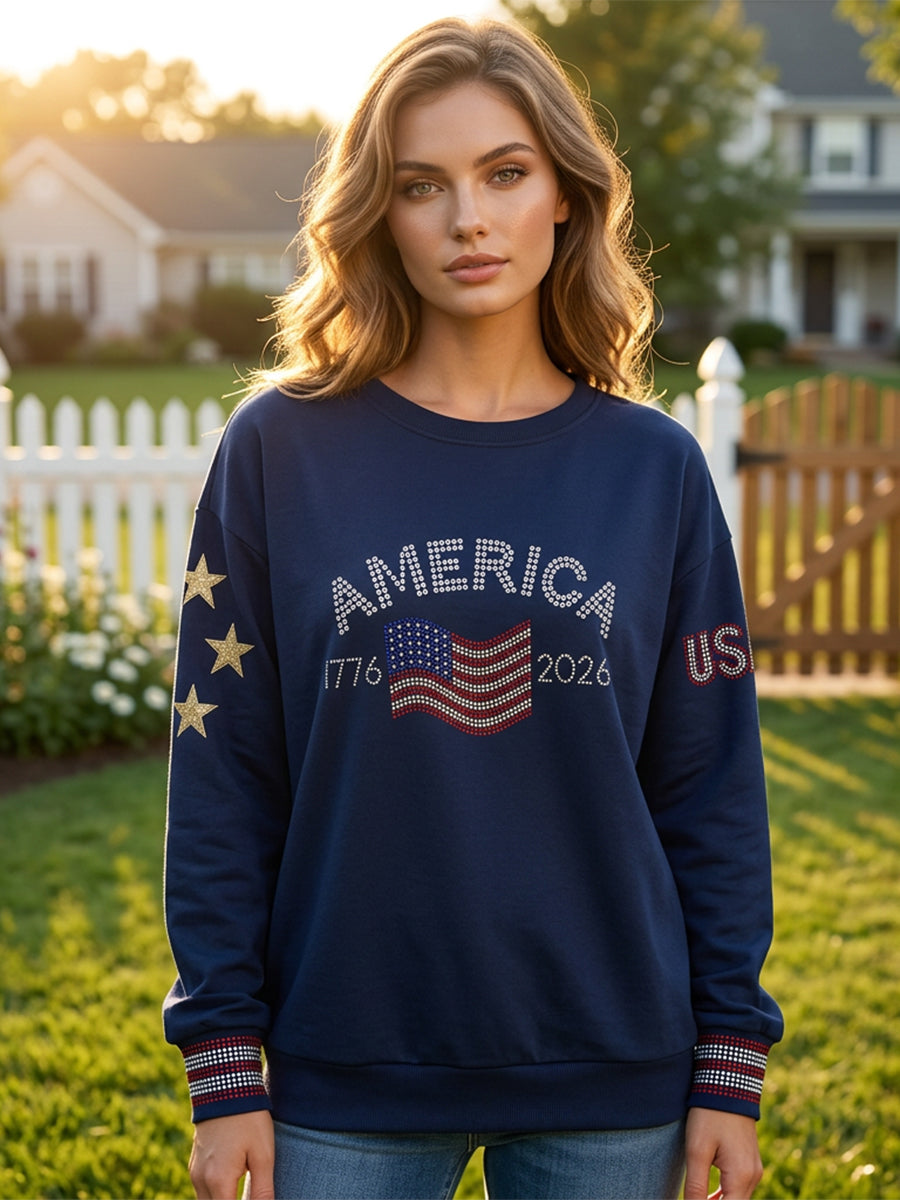 Women's  Retro American Independence Day  Long-Sleeve Top