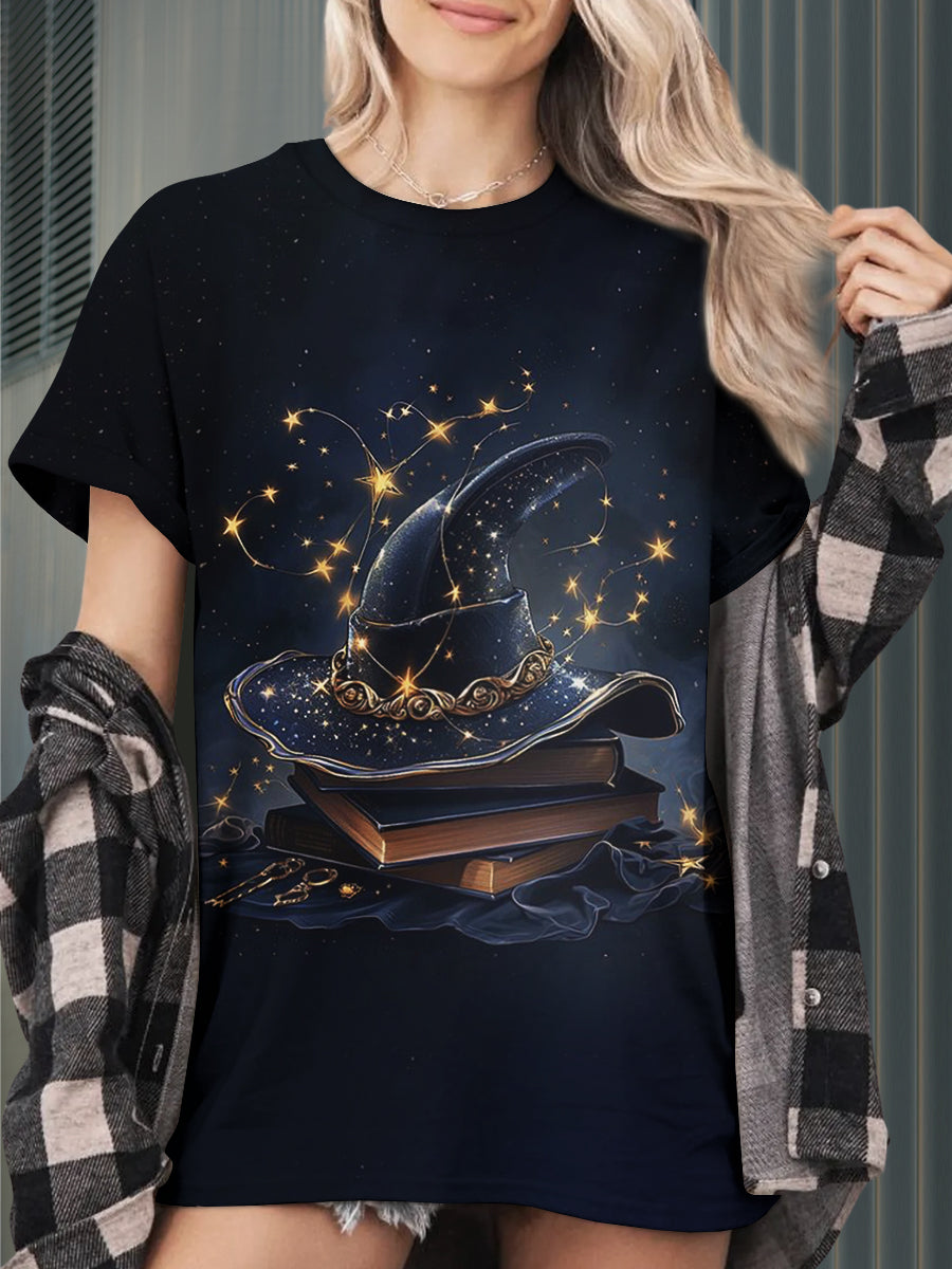 Magic Witch Hat Print Casual T-Shirt