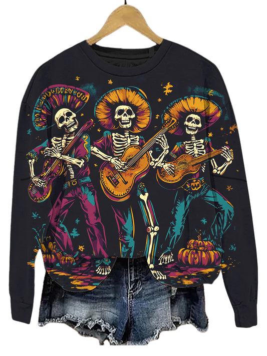 Day of the Dead Skull Art Print Long Sleeve Sweatshirt