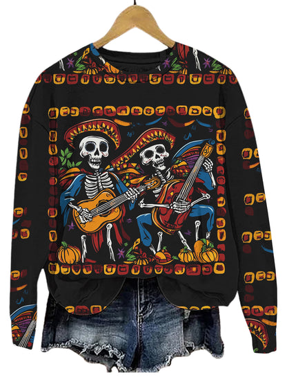 Day of the Dead Skull Art Print Long Sleeve Sweatshirt