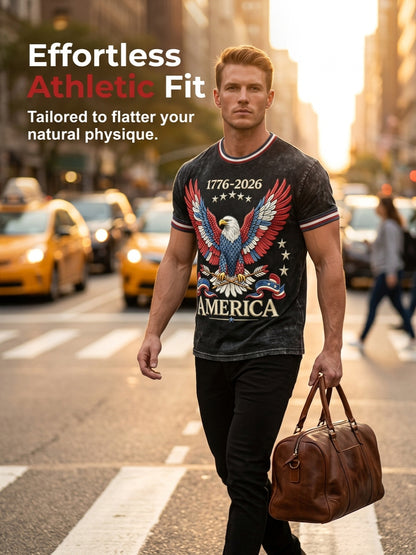 Men's USA 1776-2026 Printed Casual T-Shirt