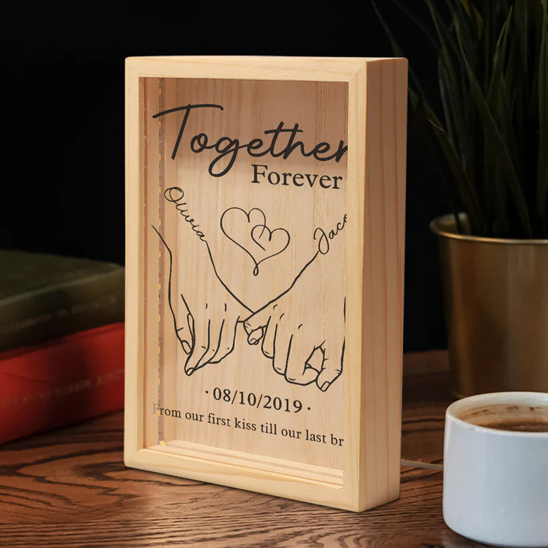 Together Forever - Custom Couple Frame Light Box with Personalized Message, Perfect Gift for Husband and Wife, Anniversary Keepsake