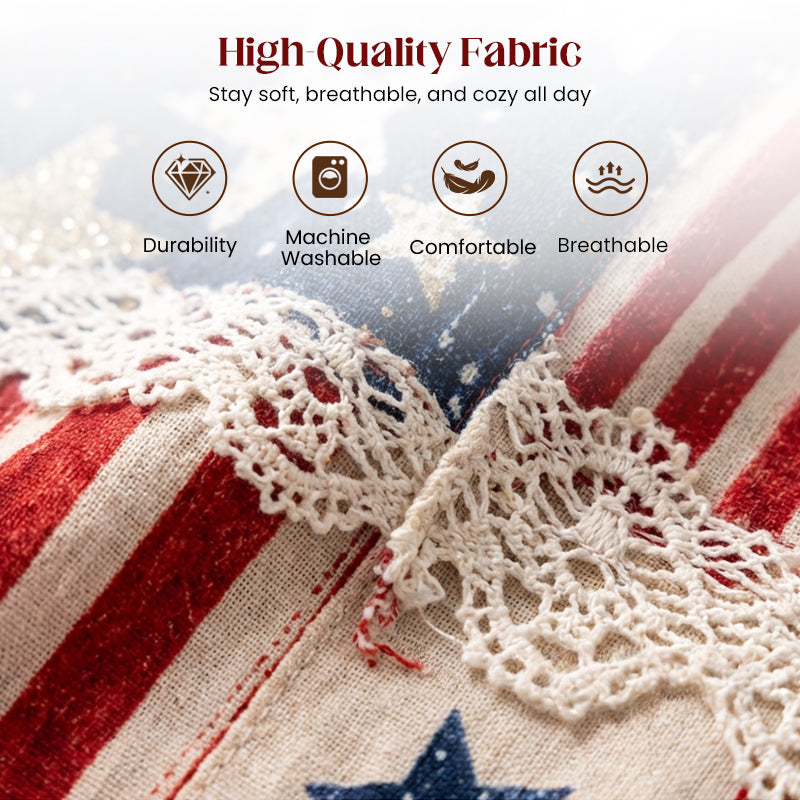 Women's Retro American Floral Patchwork Print Casual T-shirt