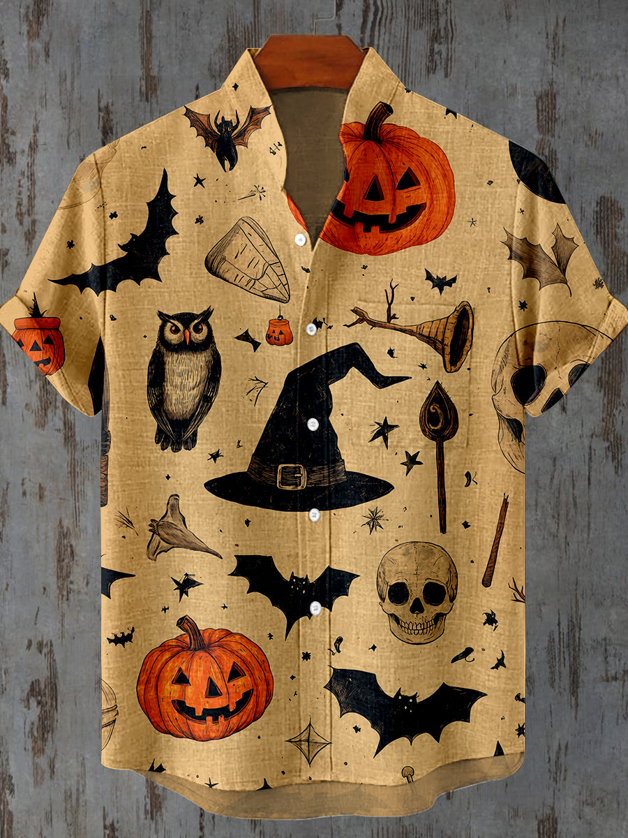 Halloween Classic Graphic Art Print Casual Shirt