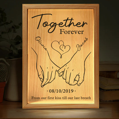 Together Forever - Custom Couple Frame Light Box with Personalized Message, Perfect Gift for Husband and Wife, Anniversary Keepsake