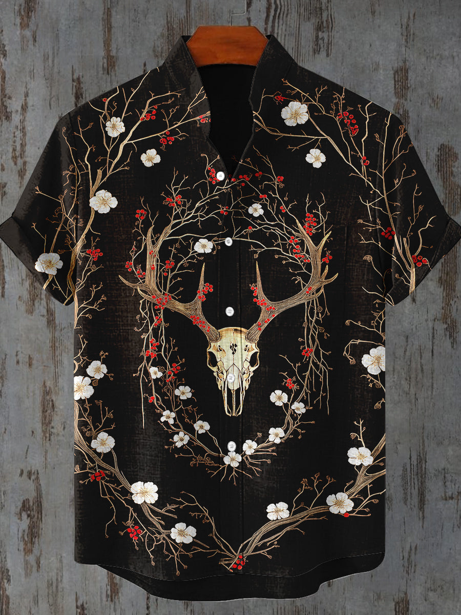 Skull Branches Art Print Casual Shirt