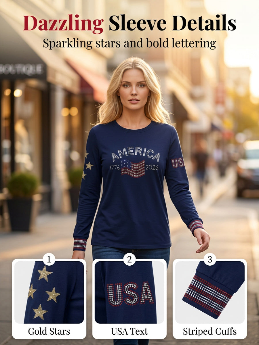 Women's  Retro American Independence Day  Long-Sleeve Top