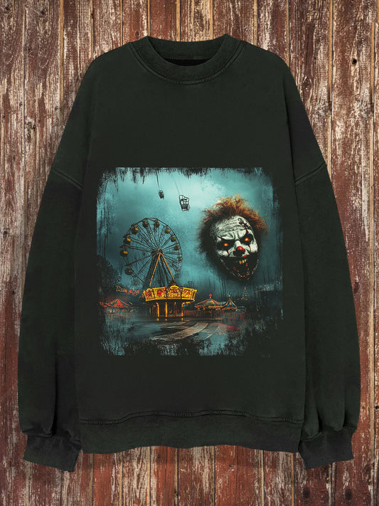 Scary Clown Amusement Park Casual Long Sleeve Sweatshirt